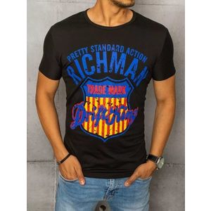 Štýlové čierne tričko s potlačou Richman vyobraziť
