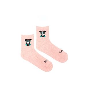 Ružové trojštvrťové ponožky Pes rebrovaný vyobraziť