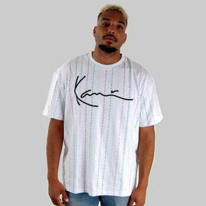 Tričko Karl Kani Signature Logo Pinstripe Tee white - S vyobraziť