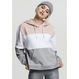 Urban Classics Ladies Oversize 3-Tone Hoody light rose/white/grey - L vyobraziť