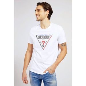 Guess biele pánske tričko Triesley Triangle Logo vyobraziť