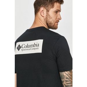 Bavlnené tričko Columbia čierna farba, s potlačou vyobraziť