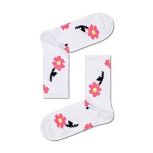 Ponožky Happy Socks Pixle Flower 3/4 Crew dámske, biela farba vyobraziť