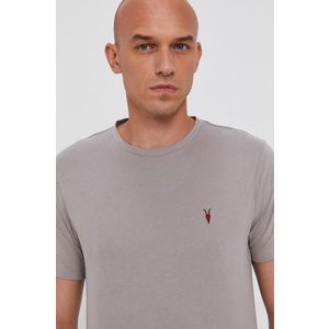 Bavlnené tričko AllSaints šedá farba vyobraziť