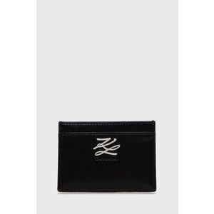 Kožená peňaženka Karl Lagerfeld dámska, čierna farba vyobraziť