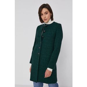Kabát Sisley dámsky, zelená farba, prechodný vyobraziť