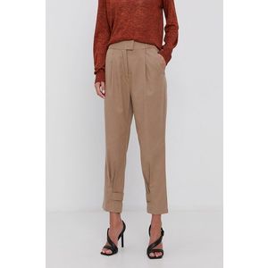 Nohavice Sisley dámske, hnedá farba, rovné, vysoký pás vyobraziť