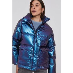 Páperová bunda GAP dámska, fialová farba, zimná vyobraziť