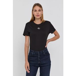 Bavlnené tričko Calvin Klein Jeans čierna farba vyobraziť