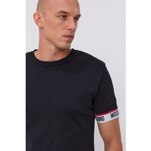 Bavlnené tričko Moschino Underwear čierna farba, s nášivkou vyobraziť