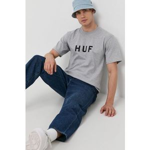 Bavlnené tričko HUF šedá farba, s potlačou vyobraziť