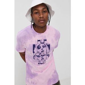 Bavlnené tričko HUF fialová farba, s potlačou vyobraziť