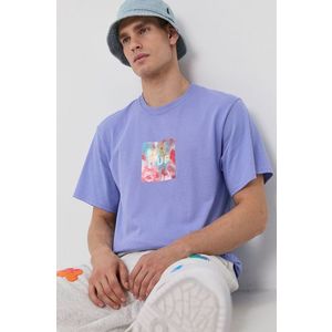 Bavlnené tričko HUF fialová farba, s potlačou vyobraziť