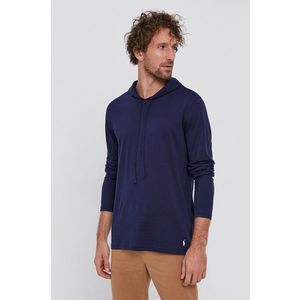Bavlnené tričko s dlhým rukávom Polo Ralph Lauren tmavomodrá farba, jednofarebné vyobraziť