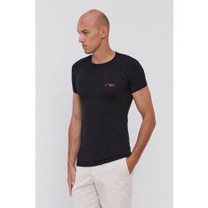 Tričko Emporio Armani Underwear (2-pack) pánske, čierna farba, s potlačou vyobraziť