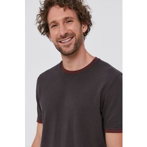 Bavlnené tričko Sisley hnedá farba, jednofarebné vyobraziť