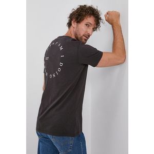 Bavlnené tričko Sisley šedá farba, s potlačou vyobraziť