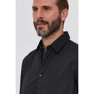 Košeľa Sisley pánska, čierna farba, slim, s klasickým golierom vyobraziť