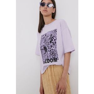 Bavlnené tričko Vero Moda fialová farba vyobraziť