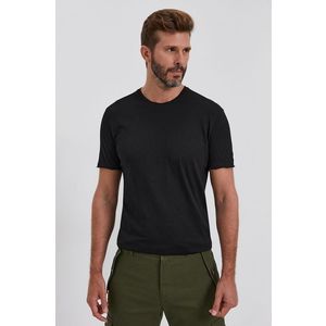 Bavlnené tričko Sisley čierna farba, jednofarebné vyobraziť