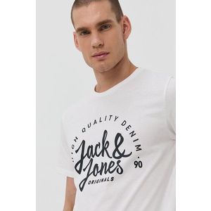 Tričko Jack & Jones pánske, biela farba, s potlačou vyobraziť