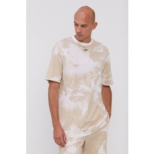 Bavlnené tričko Reebok GS8999 béžová farba, vzorované vyobraziť