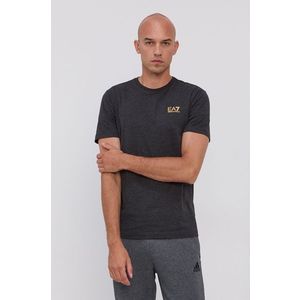 Bavlnené tričko EA7 Emporio Armani šedá farba, jednofarebné vyobraziť