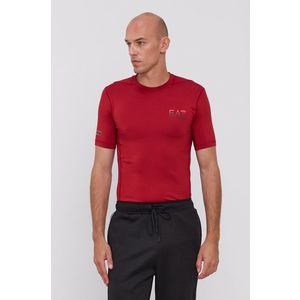 Tričko EA7 Emporio Armani pánske, červená farba, s potlačou vyobraziť