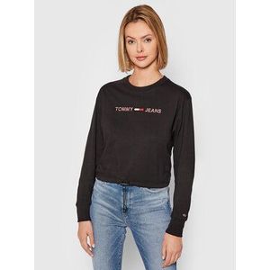 Tommy Jeans Mikina Tjw Rwb Linear Drawcord Hem DW0DW10420 Čierna Cropped Fit vyobraziť