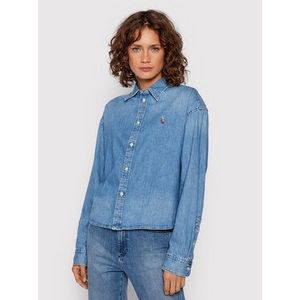 Polo Ralph Lauren džínsová košeľa 211843863001 Modrá Relaxed Fit vyobraziť
