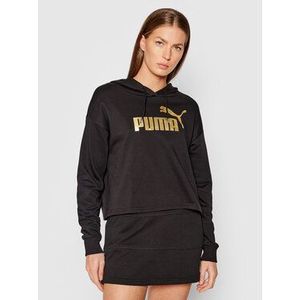 Puma Mikina Essential Cropped Metallic 586892 Čierna Relaxed Fit vyobraziť