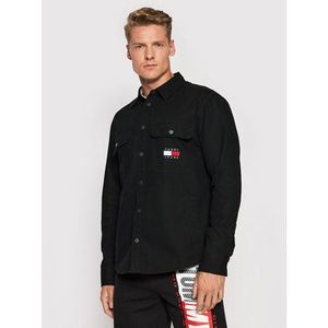 Tommy Jeans džínsová košeľa Faded Flag DM0DM11059 Čierna Regular Fit vyobraziť