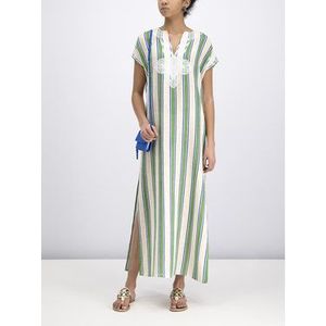 Tory Burch Letné šaty Striped Caftan 57114 Zelená Regular Fit vyobraziť