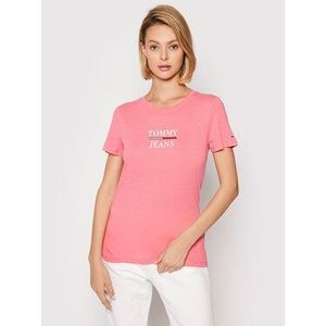 Tommy Jeans Tričko Essential Ružová Skinny Fit vyobraziť