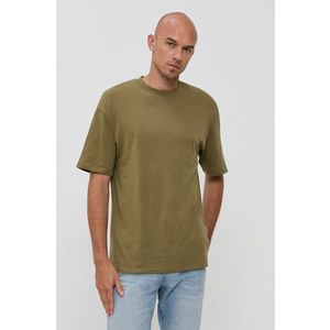 Bavlnené tričko Jack & Jones hnedá farba, jednofarebné vyobraziť