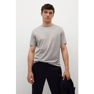Bavlnené tričko Mango Man Bellow šedá farba, jednofarebné vyobraziť