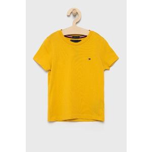 Detské tričko Tommy Hilfiger žltá farba, jednofarebné vyobraziť