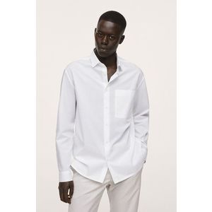 Košeľa Mango Man MILANO pánska, biela farba, voľný strih, s klasickým golierom vyobraziť