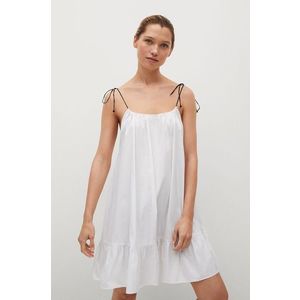 Bavlnené šaty Mango BIBI biela farba, mini, áčkový strih vyobraziť