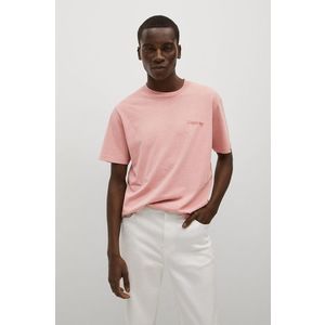 Bavlnené tričko Mango Man LIGHTGD ružová farba, jednofarebné vyobraziť
