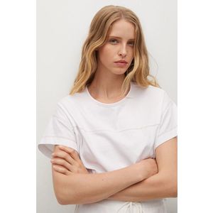Bavlnené tričko Mango LILI biela farba vyobraziť