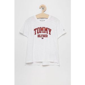 Detské bavlnené tričko Tommy Hilfiger biela farba vyobraziť