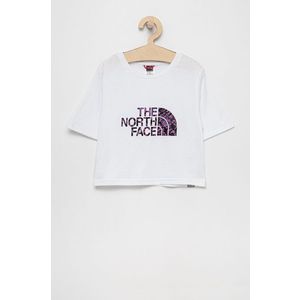 Detské bavlnené tričko The North Face biela farba vyobraziť