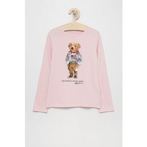 Detské tričko s dlhým rukávom Polo Ralph Lauren ružová farba vyobraziť