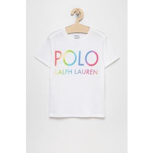Detské bavlnené tričko Polo Ralph Lauren biela farba vyobraziť