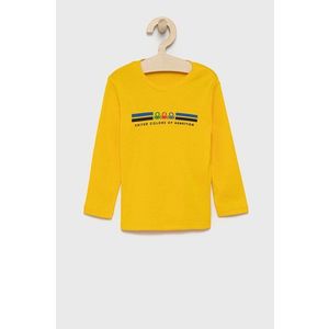Detské tričko s dlhým rukávom United Colors of Benetton žltá farba, s potlačou vyobraziť