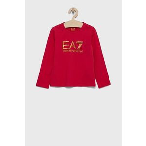 Detské tričko s dlhým rukávom EA7 Emporio Armani ružová farba vyobraziť