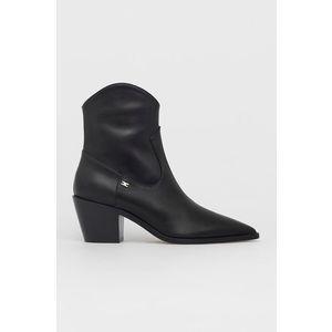 Kožené členkové topánky Elisabetta Franchi dámske, čierna farba, na podpätku vyobraziť
