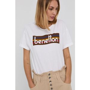 Bavlnené tričko United Colors of Benetton biela farba vyobraziť