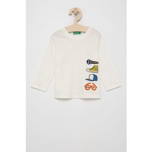 Detské tričko s dlhým rukávom United Colors of Benetton biela farba, s potlačou vyobraziť
